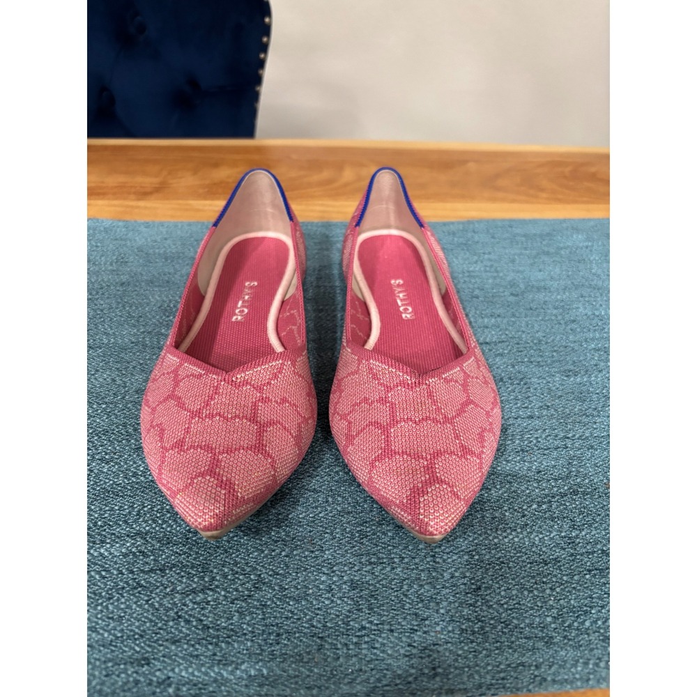 Rothys The Point Pink Rose Quartz Geometric Flats Shoes Size 10